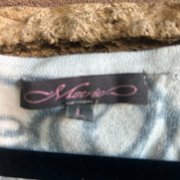 Metric Blue Striped Scroll Floral Sweater Size Large - Picture 4 of 9